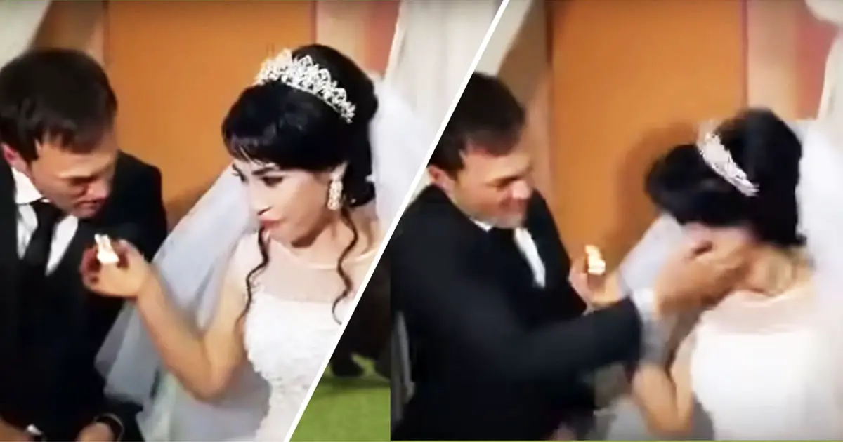 Groom Ruthlessly Slaps Bride On Wedding Day After She Playfully Teases Him With Cake 0390