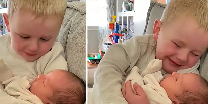 Boy Cries Happy Tears to See His New Baby Sister - This Will Make You Smile