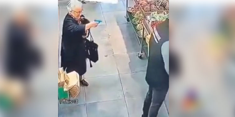 senior-woman-and-grocery-store-clerk-funny-stand-off